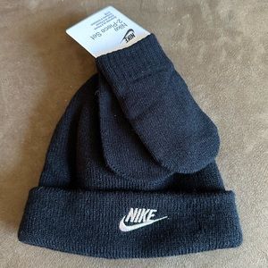 Nike Black Hat and Mitten Set